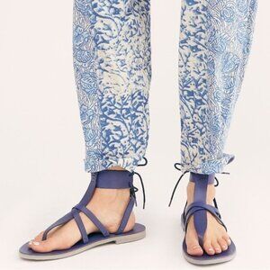 FREE People Denim Blue Leather Vacation Day Wrap Sandal size 38.5